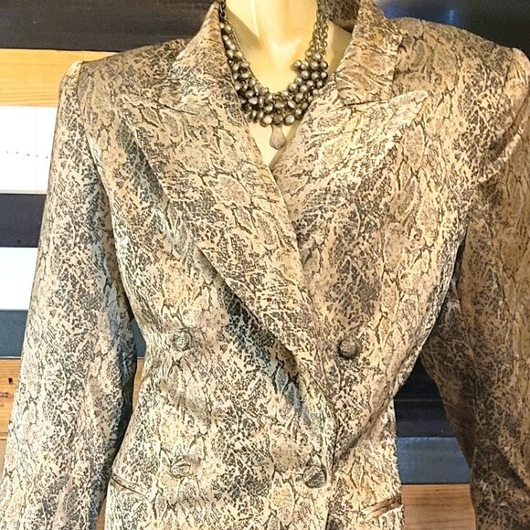 CARAMIA--Metallic Snake Print--2 piece, double breast suit- with Maxi skirt-- - Picture 1 of 6